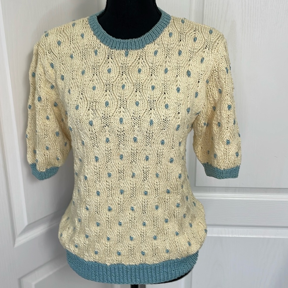 BEREK hand knit vintage top 1987 
size L fits S M L 40s grancore cottage retro